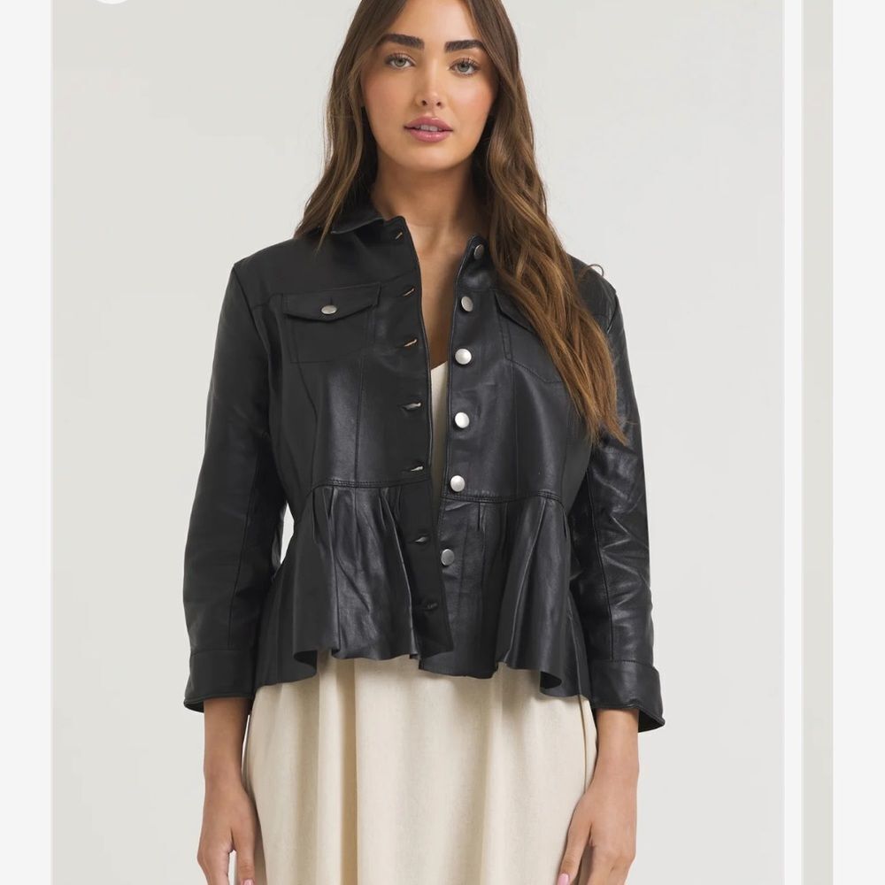 JKT NYC Brie Burnished Genuine Leather Jacket
Black